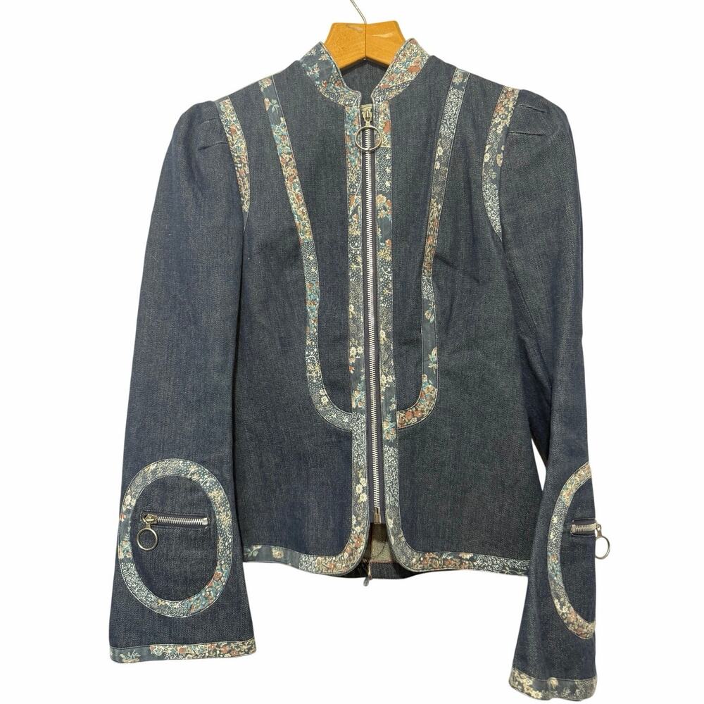 Vintage Ayako Lillie Rubin Denim Jacket 70s Prairie Cottagecore Art to Wear M